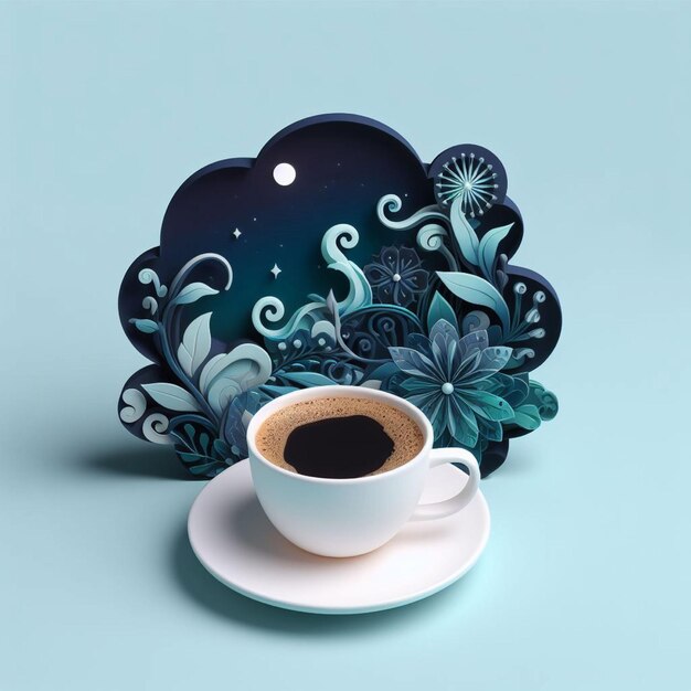 Taza de café 3D diseñada de manera realista y generada