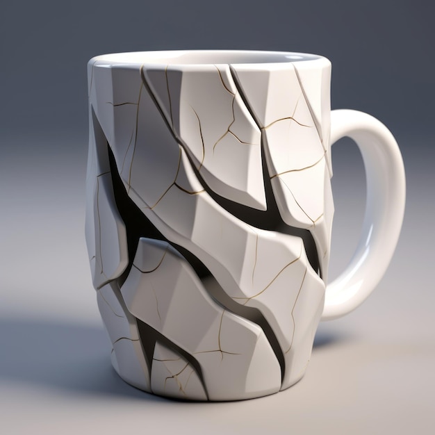 Taza De Café 3d Única Con Diseño De Realismo Duro Y Patrón De Grietas Realistas