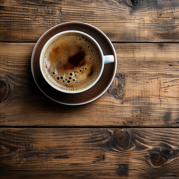 Taza de café aislada en una mesa de madera