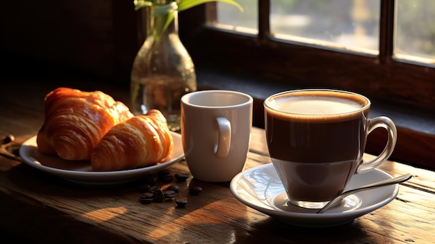 una taza de café al lado de una tazón de café