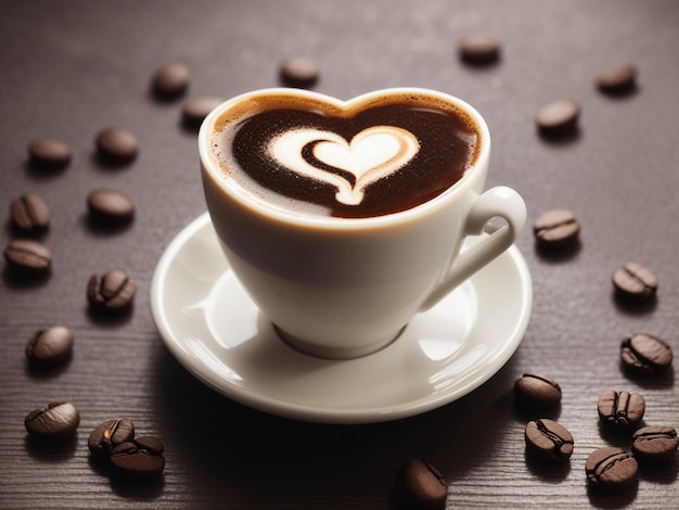 Una taza de café amor forma sabor foto de alta calidad