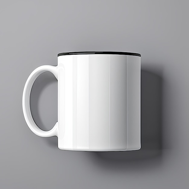 Una taza de café blanca con un diseño negro.