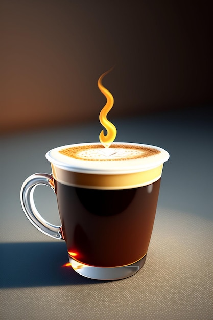 Taza de café caliente con canela en platillo y frijoles realistas