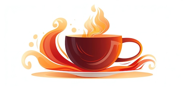 taza de café caliente con fondo blanco
