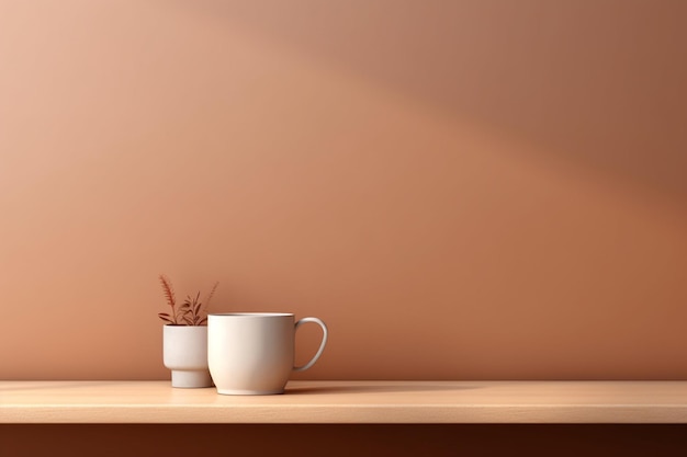 Foto una taza de café caliente generador de fondo de estilo minimal por ia