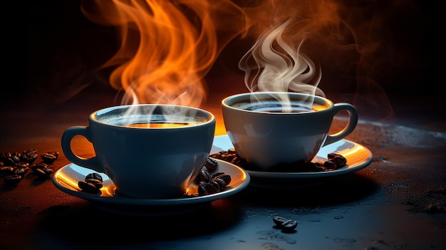 Taza de café caliente y té generativo ai