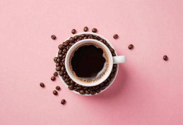 una taza de café con un capuchino blanco en ella