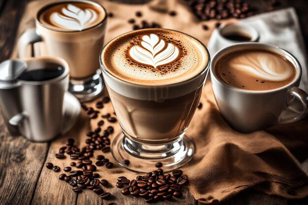 Foto una taza de café con un capuchino en la mesa