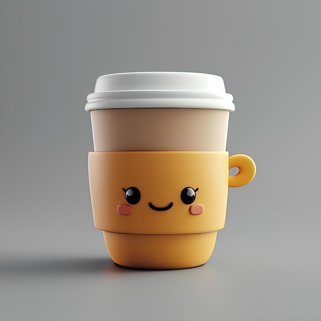 Una taza de café con una cara sonriente