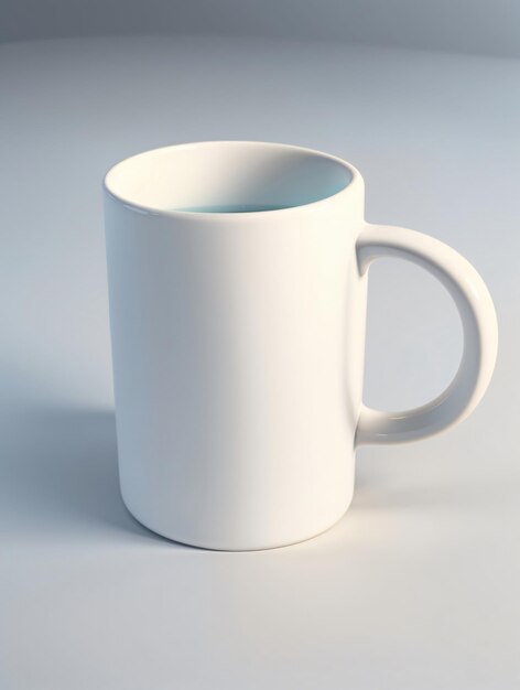 Taza de café de cerámica blanca Ilustración de renderización 3D en un fondo aislado en blanco