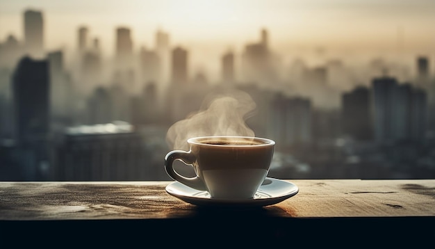 Taza de café de la ciudad taza de café en la calle taza de cafe generativa AI