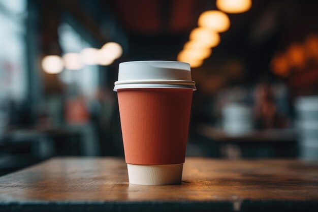 Una taza de café colocada en una mesa de madera adecuada para varios proyectos de diseño