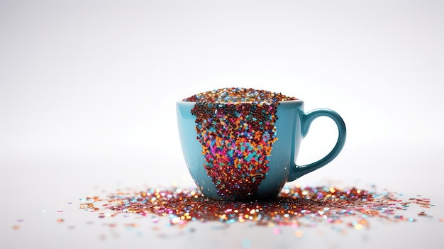 Taza de café colorida Glitter hermoso estilo 3D