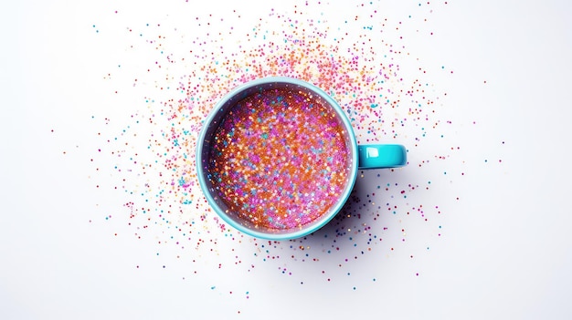 Taza de café colorida Glitter hermoso estilo 3D