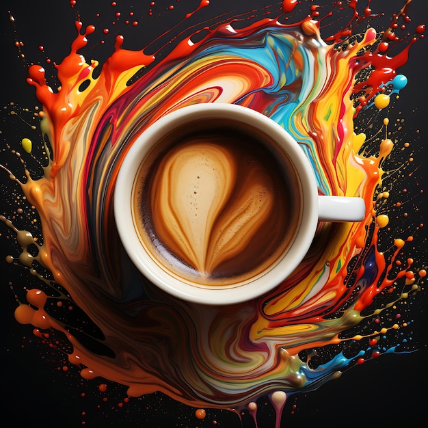 una taza de café con un corazón en el concepto del día internacional del café