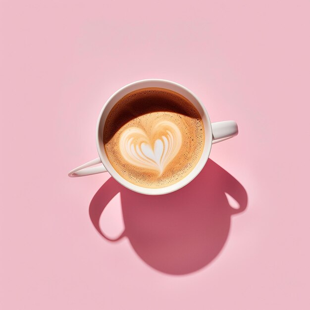 una taza de café con un corazón dibujado en ella