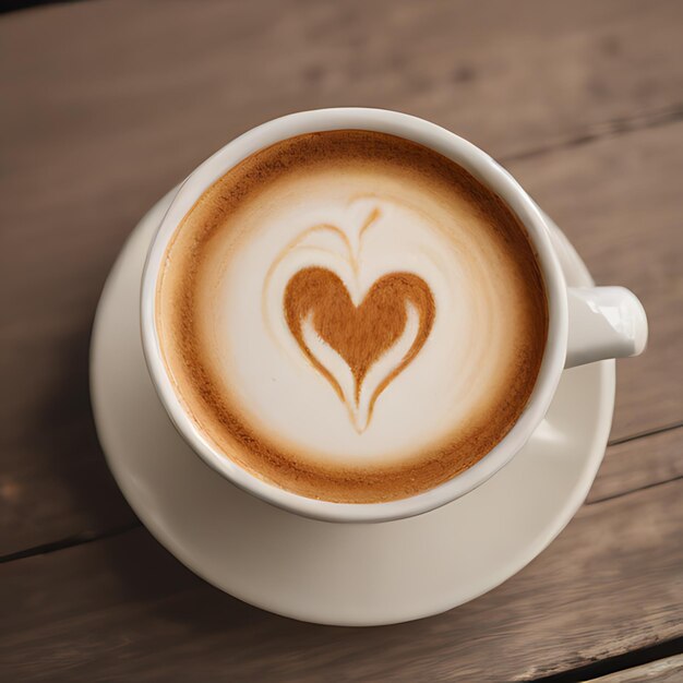una taza de café con un corazón dibujado en ella