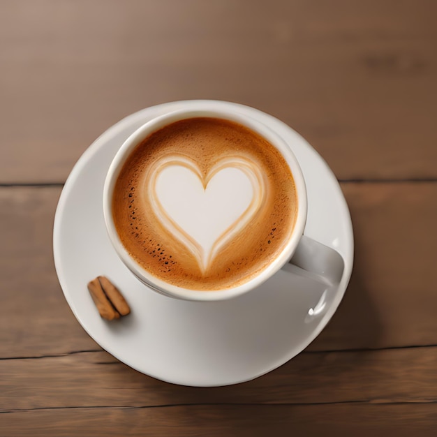 una taza de café con un corazón dibujado en ella