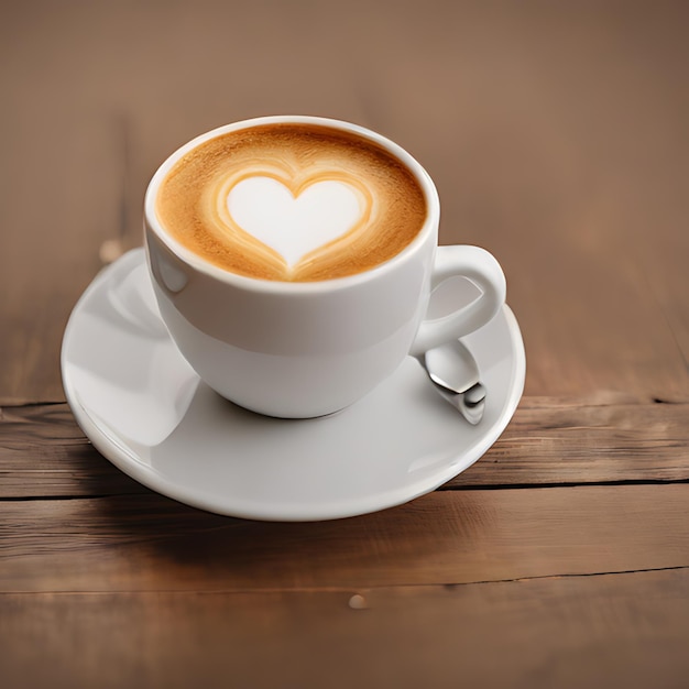 Foto una taza de café con un corazón dibujado en ella