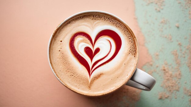 taza de café con un corazón dibujado en espuma