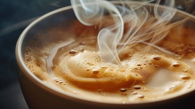 Taza de café con un corazón dibujado en espuma