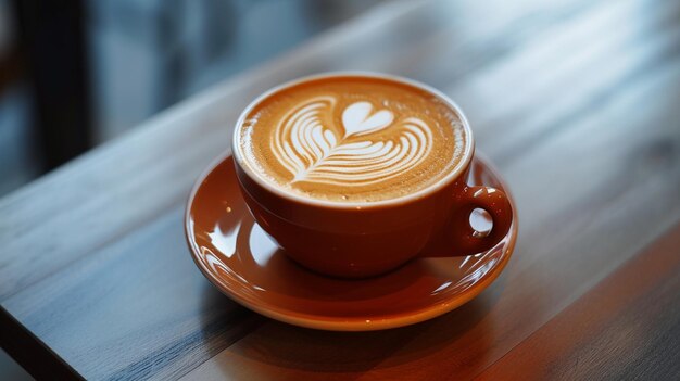 Taza de café con un corazón dibujado en espuma