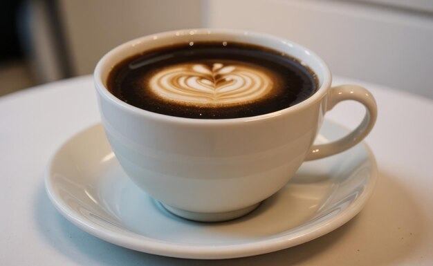 Foto una taza de café con un corazón dibujado en la parte superior