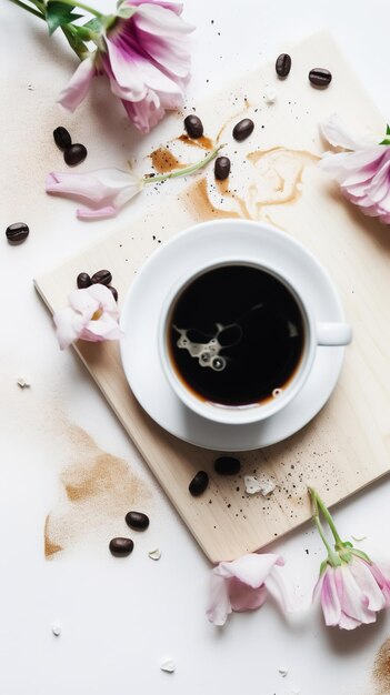 Una taza de café con un corazón en ella