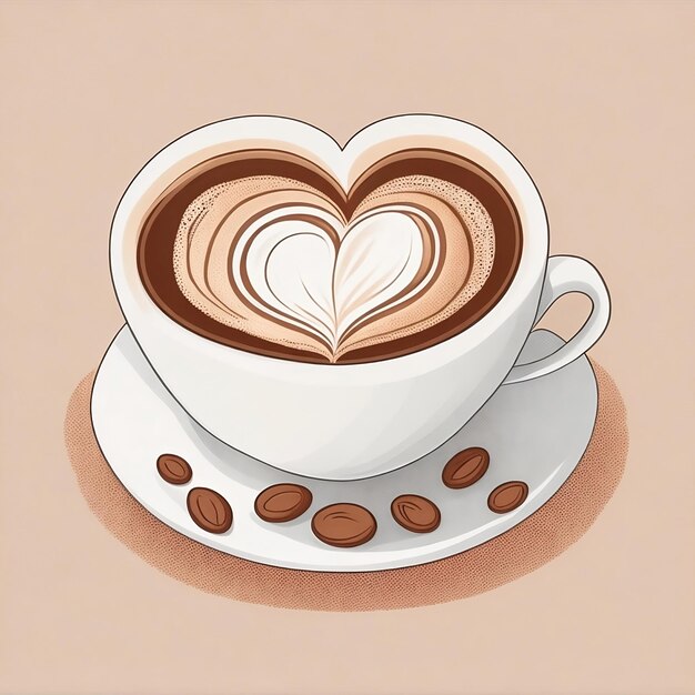 Una taza de café con un corazón en la parte superior