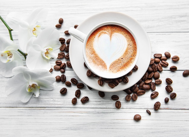Una taza de cafe con corazon