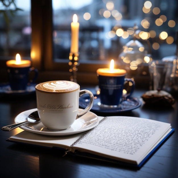 Taza de café y cuaderno