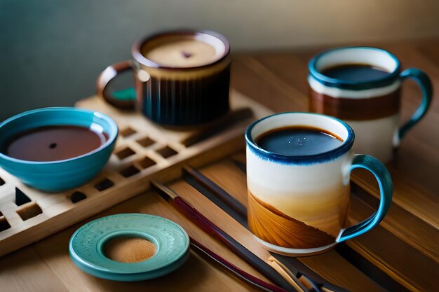 una taza de café con una cuchara en ella