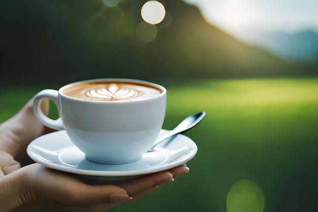 Una taza de café con una cuchara encima