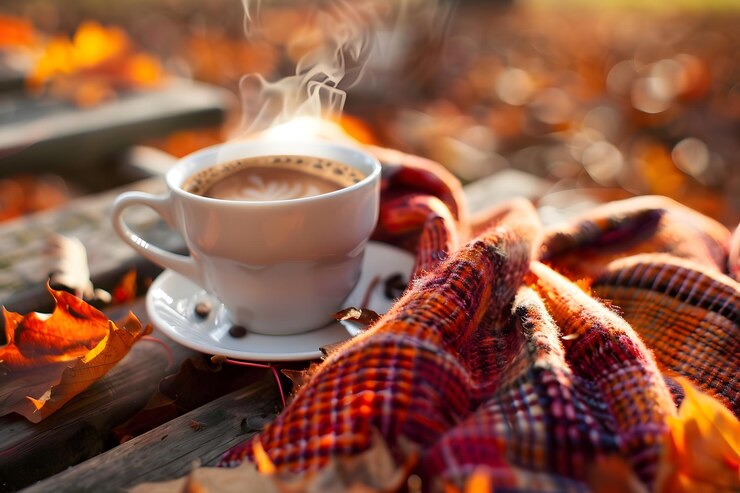 una taza de café con una cuchara en una mesa