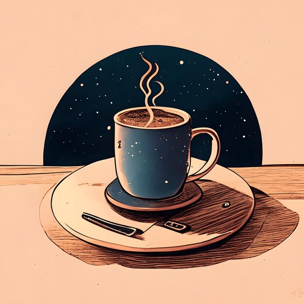 Una taza de café dibujada a mano.