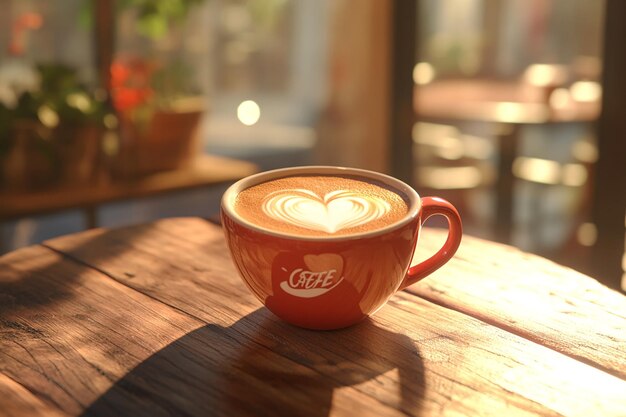 Una taza de café con una escritura especial.