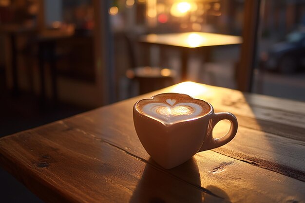 Una taza de café con una escritura especial.
