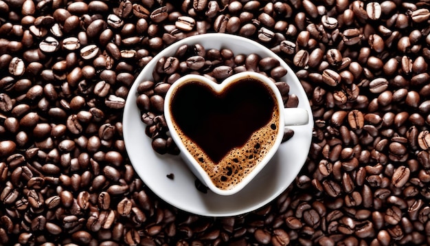 Una taza de café con una espuma en forma de corazón