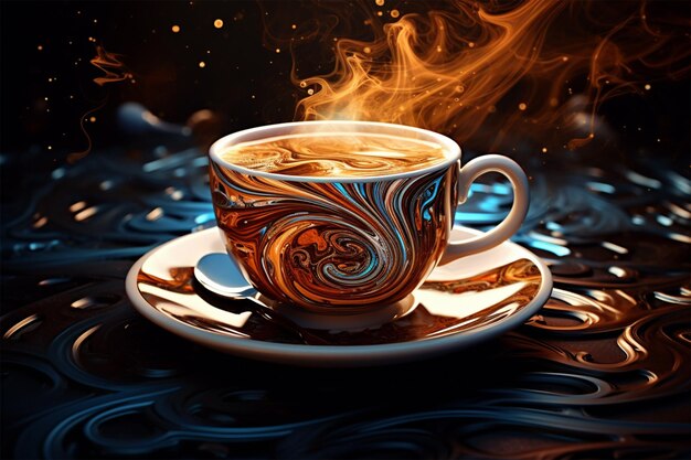 una taza de café de fondo artístico