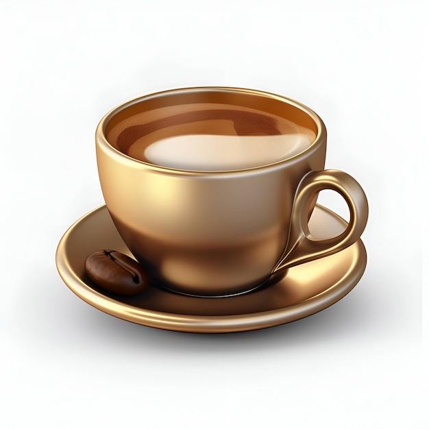 Una taza de café en un fondo blanco ilustración 3D