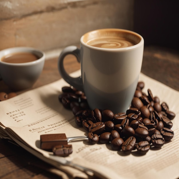 Taza de café y frijoles de IA Imagen generativa