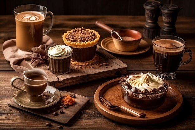 Taza de café y galletas IA generativa