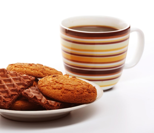 Taza de café con galletas