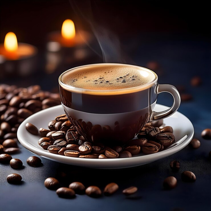 Taza de café con granos de café