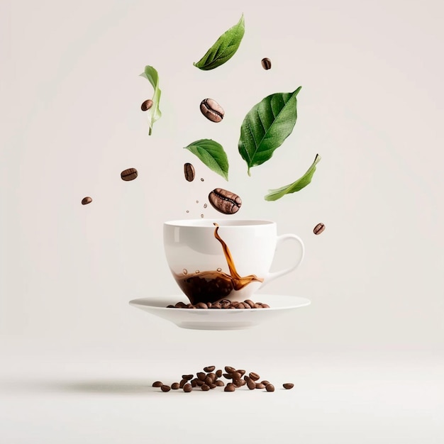Foto una taza de café con granos de café