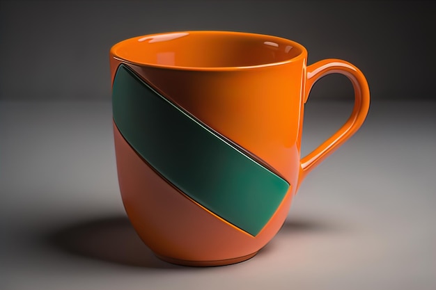 Taza de café hermosa y elegante taza de café en un fondo de color sólido ai generativo