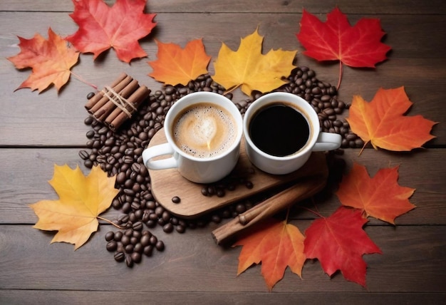 una taza de café y una hoja en una mesa