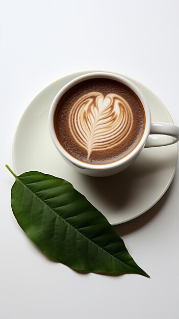 Foto una taza de café con una hoja en un platillo