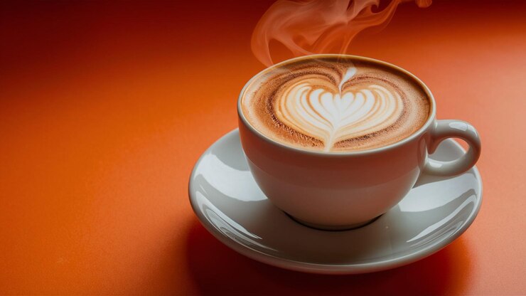 una taza de café con leche con un corazón en ella