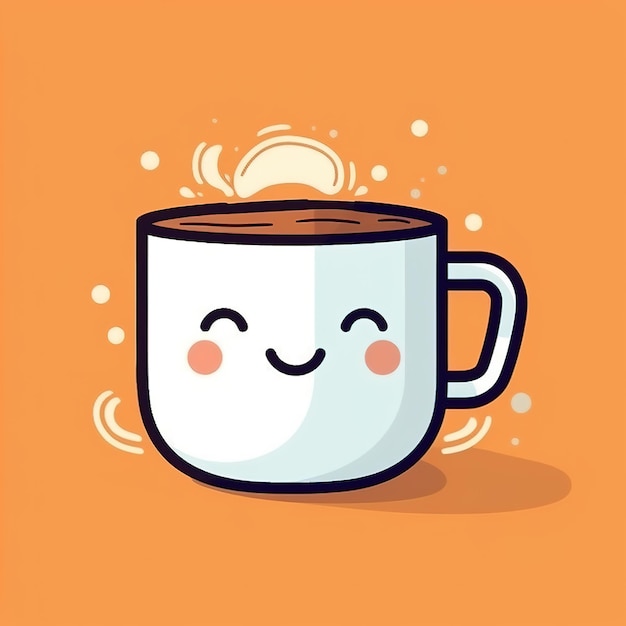 una taza de café linda en un estilo doodle